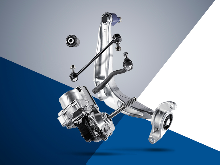 Group photo of steering and suspension parts