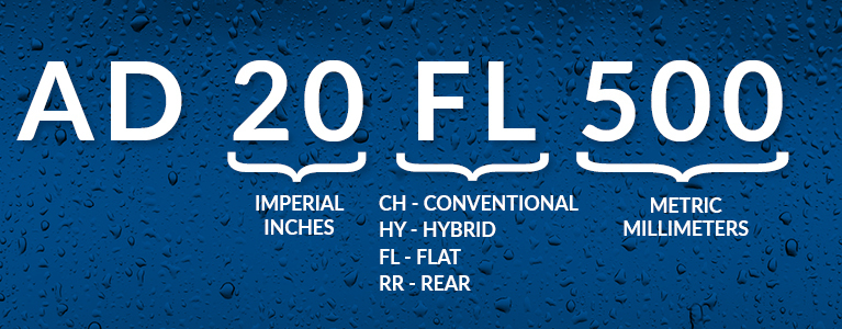 Legend explanation for the part number of Blue Print wiper blades